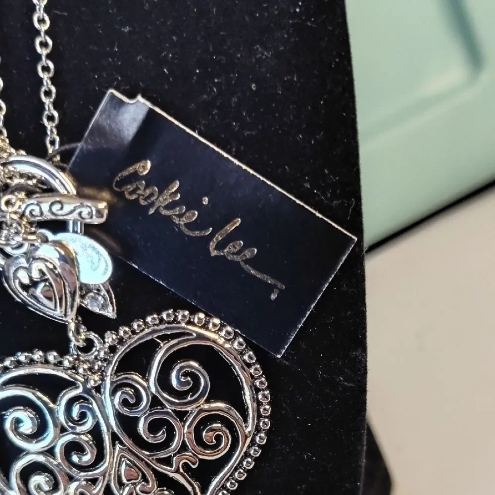 Cookie Lee Silver Heart Pendant Necklace - Picture 2 of 5